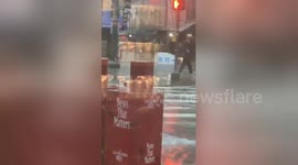 Shocking moment ice machine washed away on flooded New Orleans street
