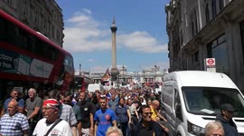 Tommy Robinson protestors marching to parliament square