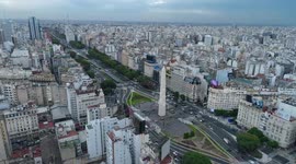 Aerial view of Obelisco de Buenos Aires (Obelisk)