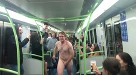 Cheeky Aussie man streaks on public train to the amusement of fellow passengers