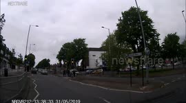 Red light runner at crossing