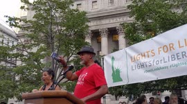 New York: Ravi Ragbir speaks at 'Lights for Liberty' protest