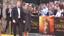 Prince Harry and Meghan Markle on red carpet for ‘Lion King’ premiere