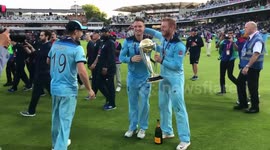 England’s cricketers parade World Cup trophy in front of jubilant Lords fans