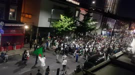 Algerian football fans in Finsbury Park celebrating their semi-final African Cup of Nations victory
