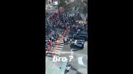 Man tries to rip barricade from protesters