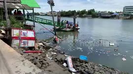 Rescuers search for survivors after temple collapses into river in Thailand