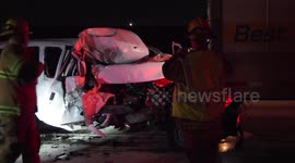 California van driver miraculously survives brutal crash with semi truck