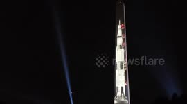 Apollo 11's Saturn V rocket projected to scale on Washington Monument to mark moon landing anniversary