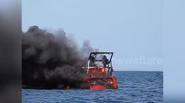Dramatic footage shows huge fire that sunk fishing boat off the British coast