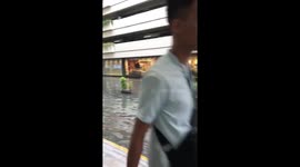 Shopping mall flooded after heavy rain in the Philippines
