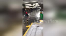 Shopping mall flooded after heavy rain in the Philippines