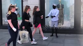 Fake mannequin prank startles pedestrians in Ireland