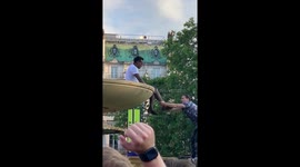 Man dubbed 'Zlatan' fails to pull celebrating cricket fan from atop London fountain and takes swim instead
