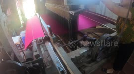 Traditional handmade silk textile weaving in Vietnam