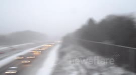 M20 BLIZZARD HITS KENT VIEW FROM LARKFIELD BRIDGE LOOKING TOWARD LONDON 12TH MARCH 2013