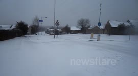 CAR SKIDDING ON HILL DURING BLIZZARD 12.3.2013 12TH MARCH 2013