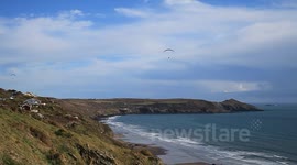 paragliding over whitsand bay today in cornwall