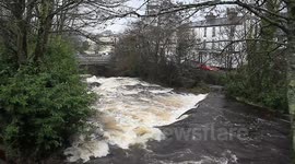 Ivybridge devon today river on the brink of bursting its banks