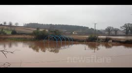 Flooding in Devon - Budleigh Salterton. River Otter bursts it's banks.