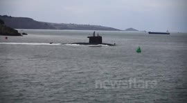 HNLMS Bruinvis Dutch Submarine arrives in plymouth devon this morning