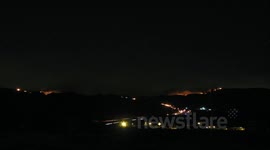 Time lapse night forest fire South Santa Clarita Valley overview V03193