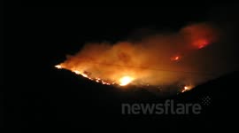 Amazing time lapse forest fire night footage V03191