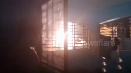 Terrifying moment power lines explode outside resident's bedroom window in the Philippines