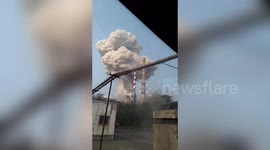 Massive gas plant explosion sends huge smoke into the sky in China's Yima