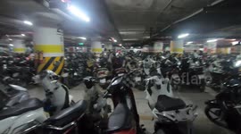 Parking with hundreds of thousands of motorbikes in the basement in Vietnam.
