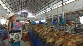 Huge fish market filmed in south Indonesia