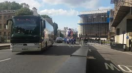 Giant Theresa May Effigy Blocks Traffic Near Parliament
