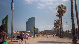 POV shot along the beach in barcelona