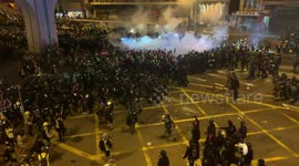 JULY 21: Top shot of tear gas being fired at Hong Kong pro-democracy protesters