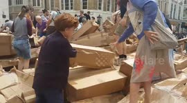 20 Metre Cardboard Tower Demolished in Minutes
