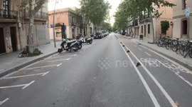 hyperlapse POV shot along a street in poblenou in barcelona