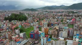 Drone Footage Over Endless Cityscape of Kathmandu, Nepal
