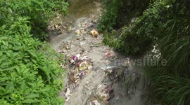 Chemical Wastewater Polluting a Mountain Stream in Pokhara, Nepal