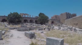 Ancient temples and ruins at the Acropolis in Lindos, Rhodes