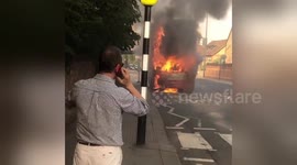 London bus in engulfed in flames in East Sheen