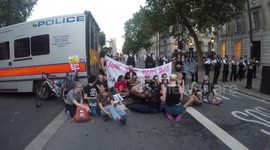 Anti Boris Johnson Protestors gather in Westminster Outside Downing Street