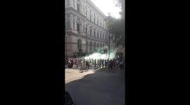 Protests outside of the UK's Prime Minister's residence 10 Downing Street - protests against Boris Johnson's election