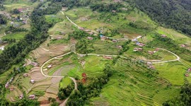 Drone Flight over Incredibly Scenic Himalayan village of Dhampus in Nepal