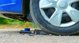 Car tire vs burning HOT knife