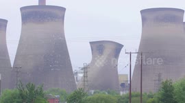 Demolition of the first cooling tower at Ferrybridge Power Station