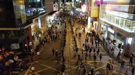 Hong Kong protesters in Central form line to pass supplies to the front line