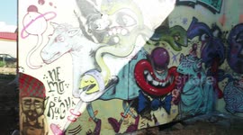 Graffiti sprayed wall in the poblenou neighbourhood of barcelona, spain