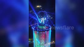 Stunning night view of Gulongxia glass bridge in China's Qingyuan
