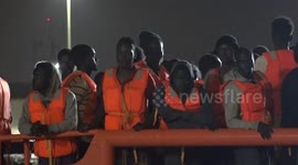Rescued migrants brought by ship to Almeria, Spain