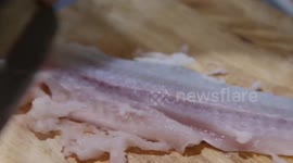 Chinese chef makes special noodles out of fish